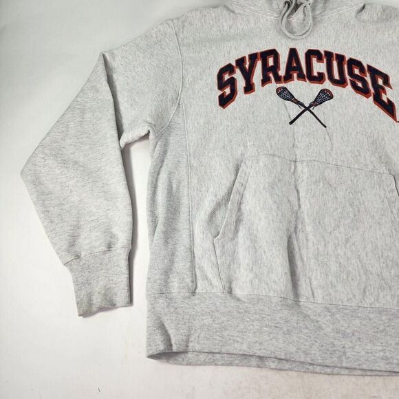 Champion Syracuse Drawstring Graphic Hoodie Size M Men's Light Gray Pullover - Picture 4 of 13
